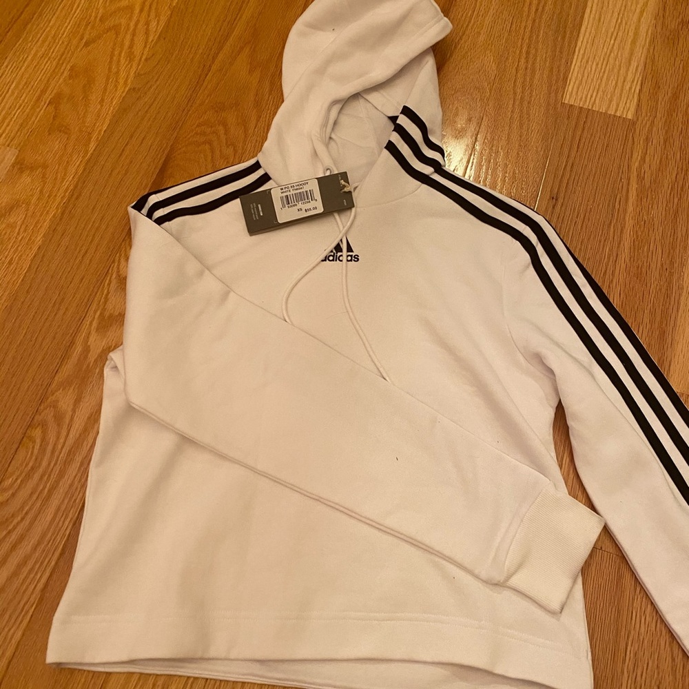 Adidas white cropped hoodie